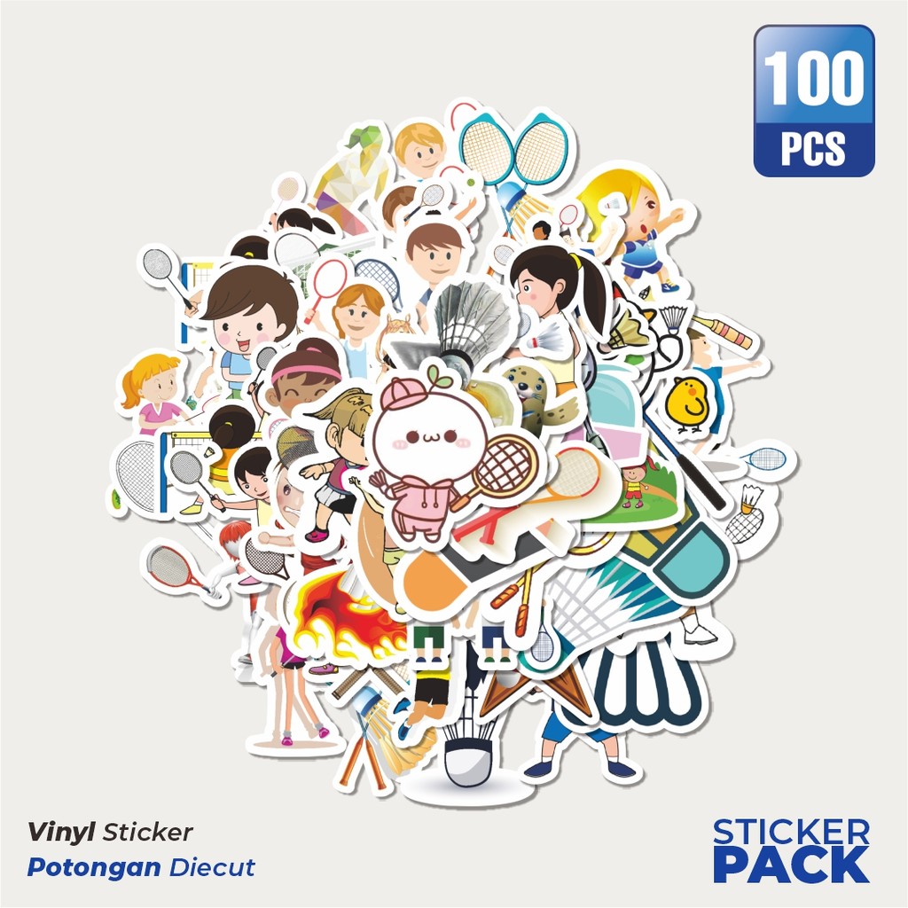 

Stiker Vinyl Stiker Badminton Series Waterproof Aesthetic- Untuk Laptop, Motor, dan Helm - Paper Stationery Pack