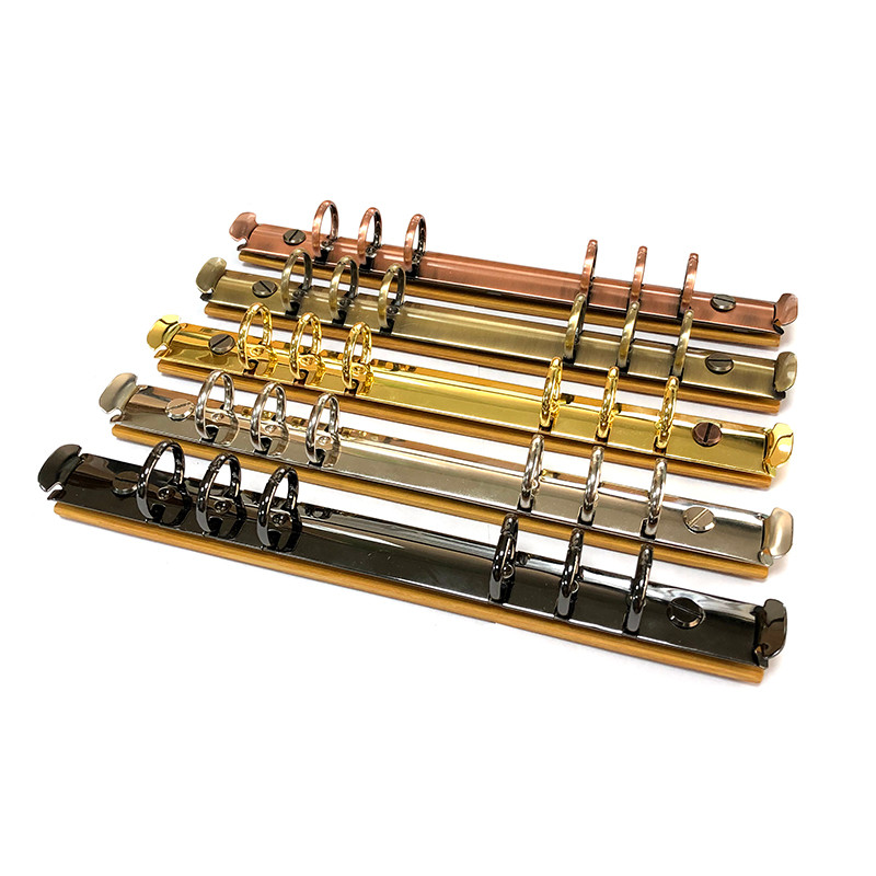 

A5 Metal Ring Binder Clips with Bamboo Back Panel 6 Detachable Buckle Loose-leaf Binding Strip for Data Book Album Notebook