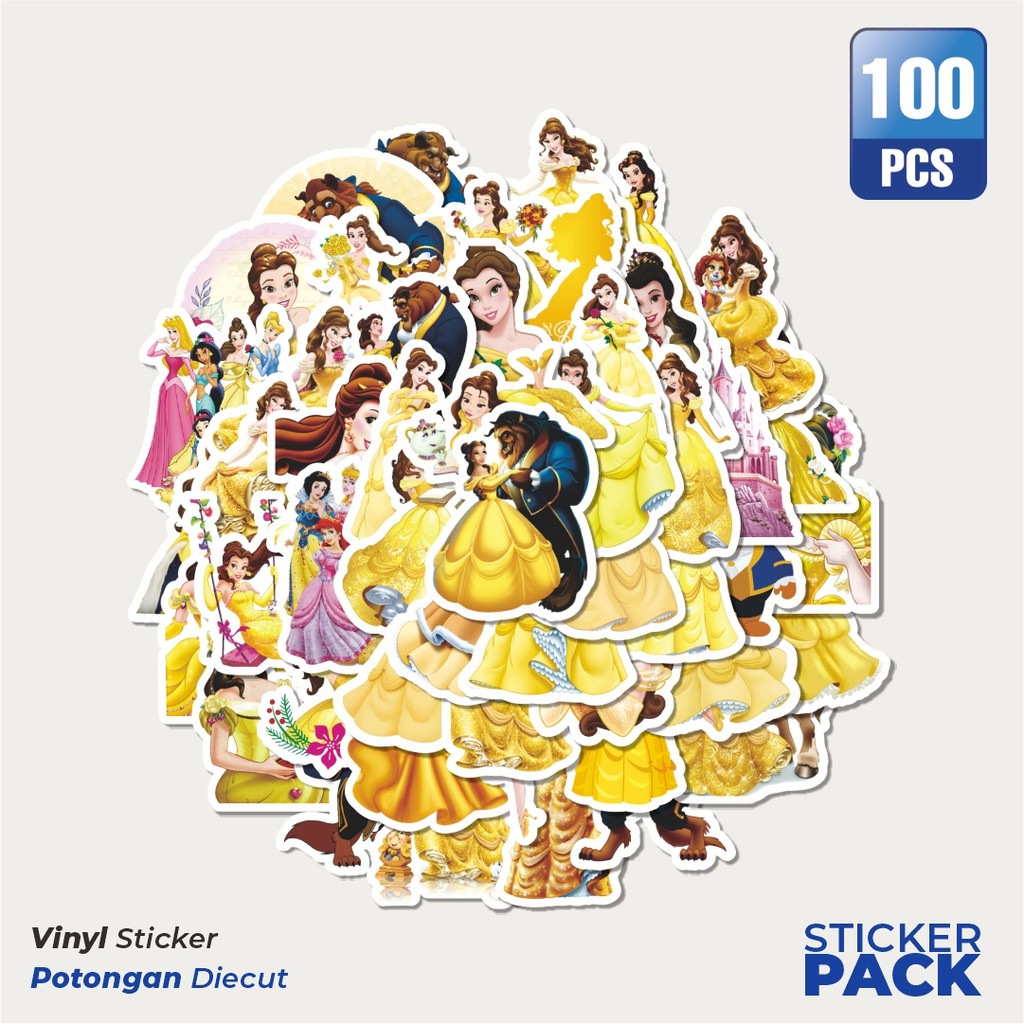 

Stiker Vinyl Stiker Disney Princess Belle Beauty and the Beast Waterproof Aesthetic- Untuk Laptop, Motor, dan Helm - Paper Stationery Pack