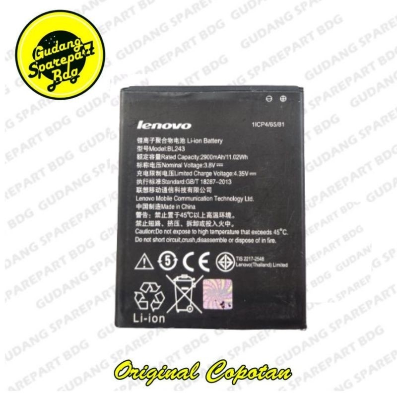 baterai Batre Battery untuk Lenovo A7000 / A7000 Plus BL243 Original Copotan