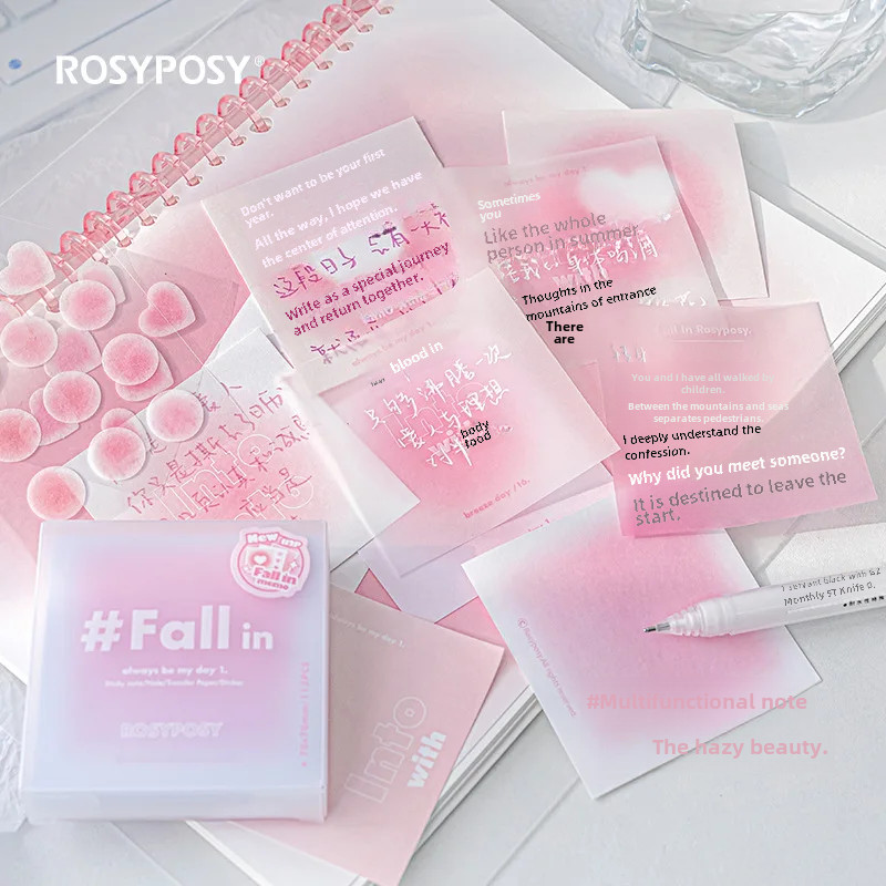 

Rosyposy Multi-functional Fall In Memo Pad Lipstick Gradient Sulphate Paper Stickers Message Stamps Adhesive Stationery
