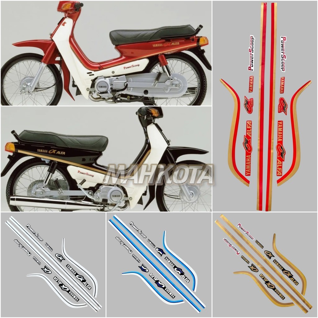 Striping Stiker Yamaha v100/Alfa Alfa 100 power scoop 1988 Fullset Berkualitas