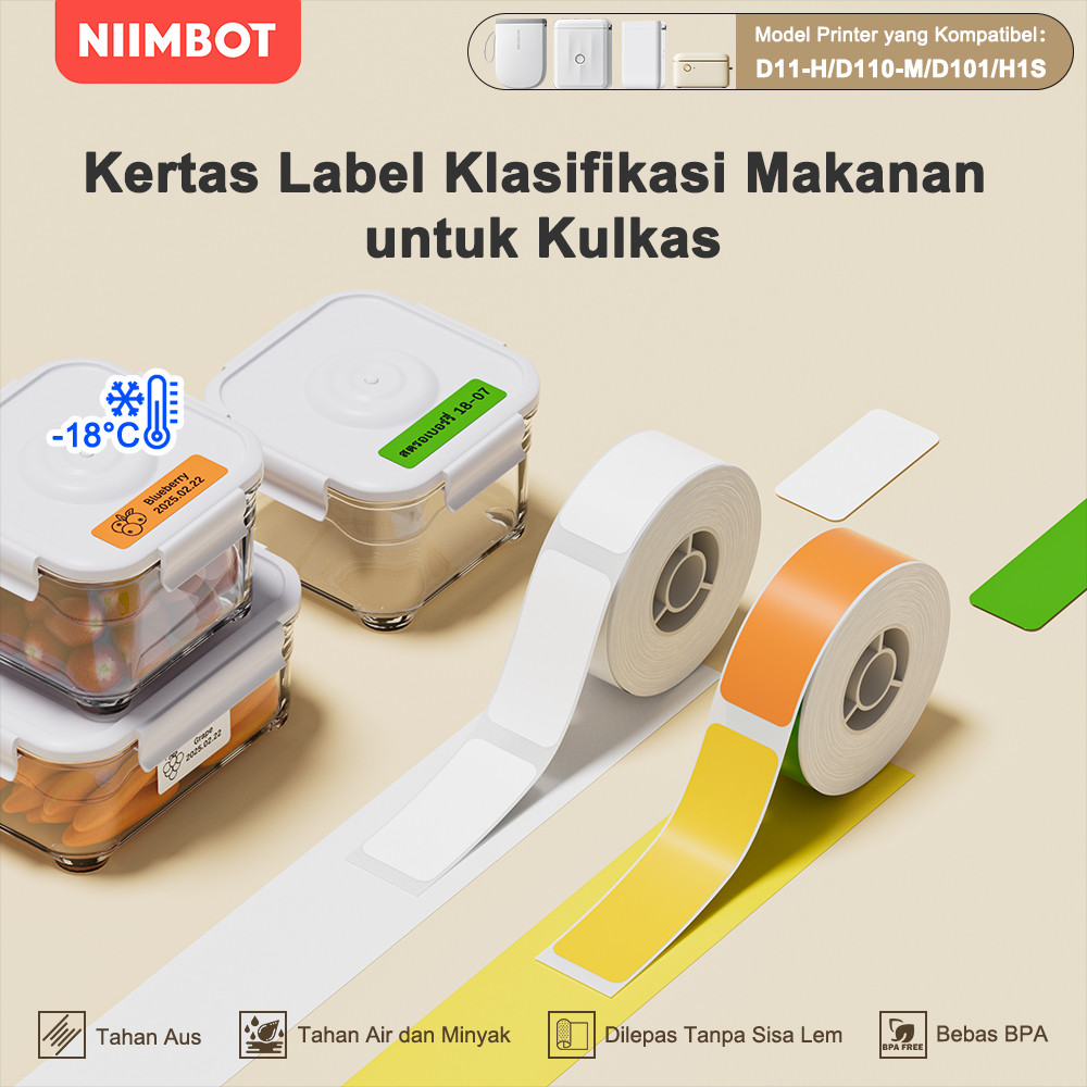 

NIIMBOT D110/D11/D101 Stiker Label Makanan Kulkas untuk Rumah Tangga - Label Nama Makanan Beku