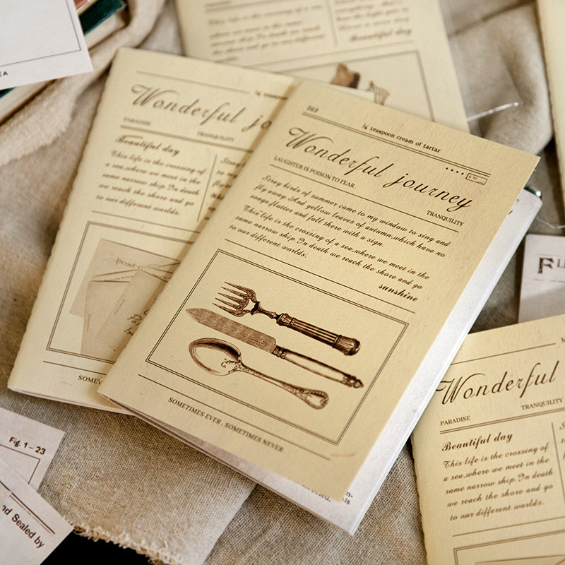 

30Sheets Memo Pad Material Paper Book Vintage Message Handbook Decorative note written Background Writing 175*25MM