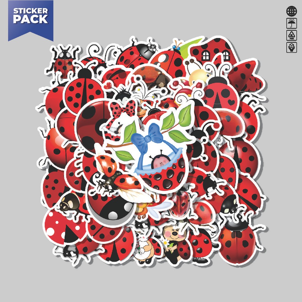 

[100PCS]Stiker Pack Stiker Ladybug/Ladybird Series 1 Aesthetic Vinyl Anti Air Dekorasi Sticker Laptop Buku Journal Koper Helm Casing HP Gitar Helm Skateboard