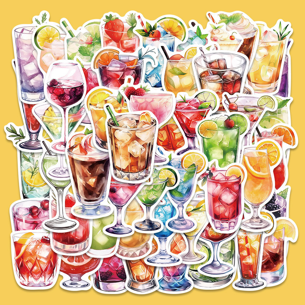 

50pcs Fresh And Delicious Cocktail Drink Series Graffiti Stickers Suitable For Helmet Desktop Wall Decoration DIY Stickers
