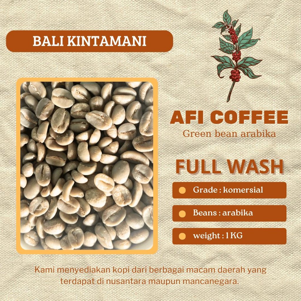 

Green bean arabika Bali kintamani full wash grade1 | biji kopi mentah