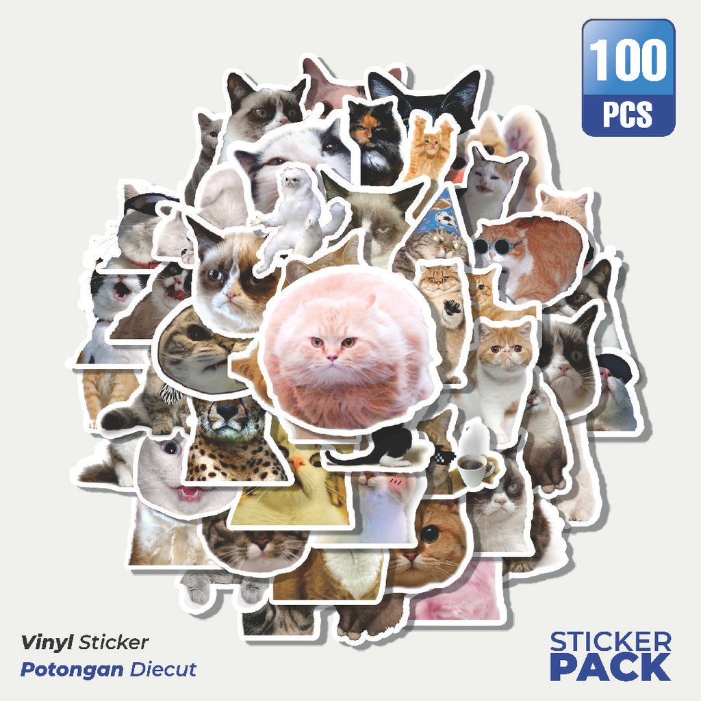 

Super Hemat! 100 PCS Stiker Funny Cats Emoji [Emoji Kucing Lucu] Waterproof Aesthetic- Untuk Laptop, Motor, dan Helm - Paper Stationery Pack