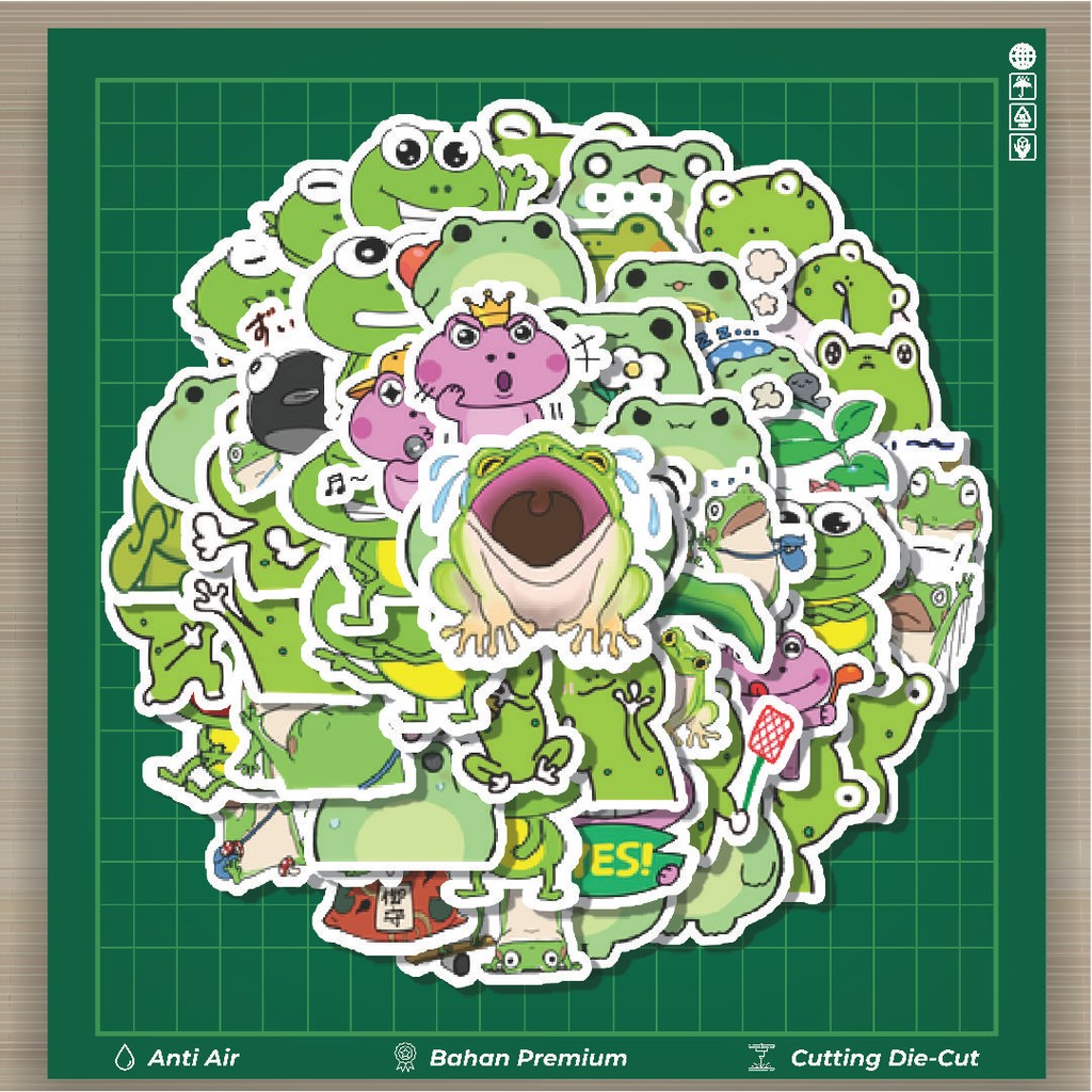 

HOT 50 PCS STIKER Stiker Kawaii Frog Series E [Katak] Stiker Fashion Cars Decal Dingin Kartu Album Custom Vinyl Anti Air- Sticker Aesthetic Buku Journal Koper Casing HP Tablet Laptop Helm Motor Botol Minum