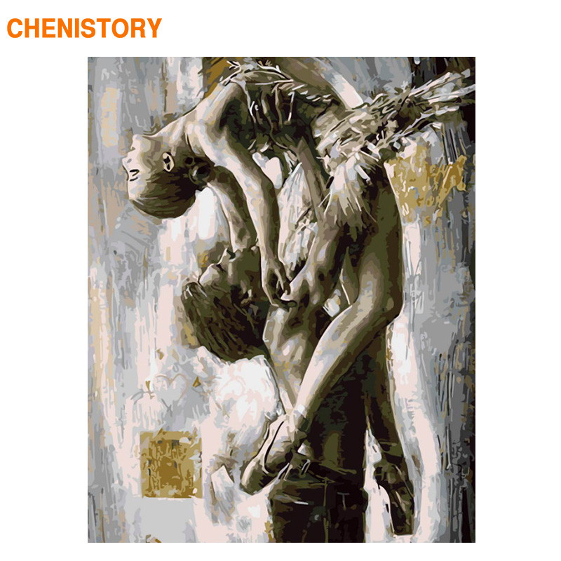 

CHENISTORY Frame Dancers Figure Diy Painting By Numbers Black White Calligraphy Painting Acrylic Paint On Canvas For Home Decor