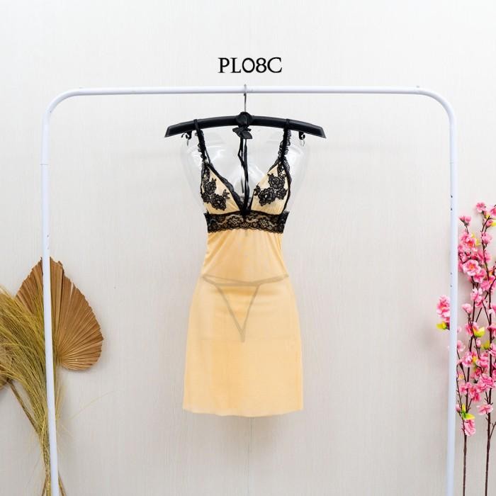 BAJU TIDUR DRESS SEKSI SLEEP WEAR SEXY LINGERIE PREMIUM KUNING PL08C