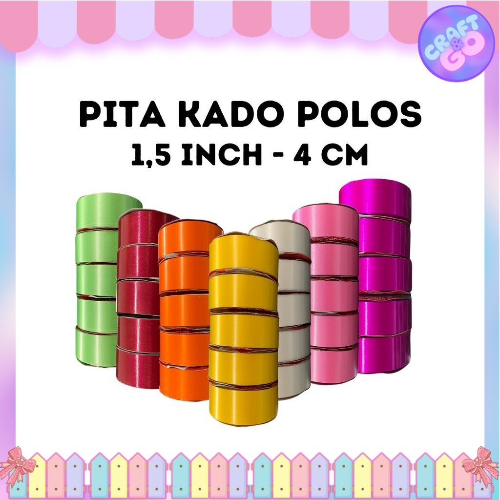 

Pita Kado Plastik Polos Besar 1,5 inch (4 cm) / Pita Jepang