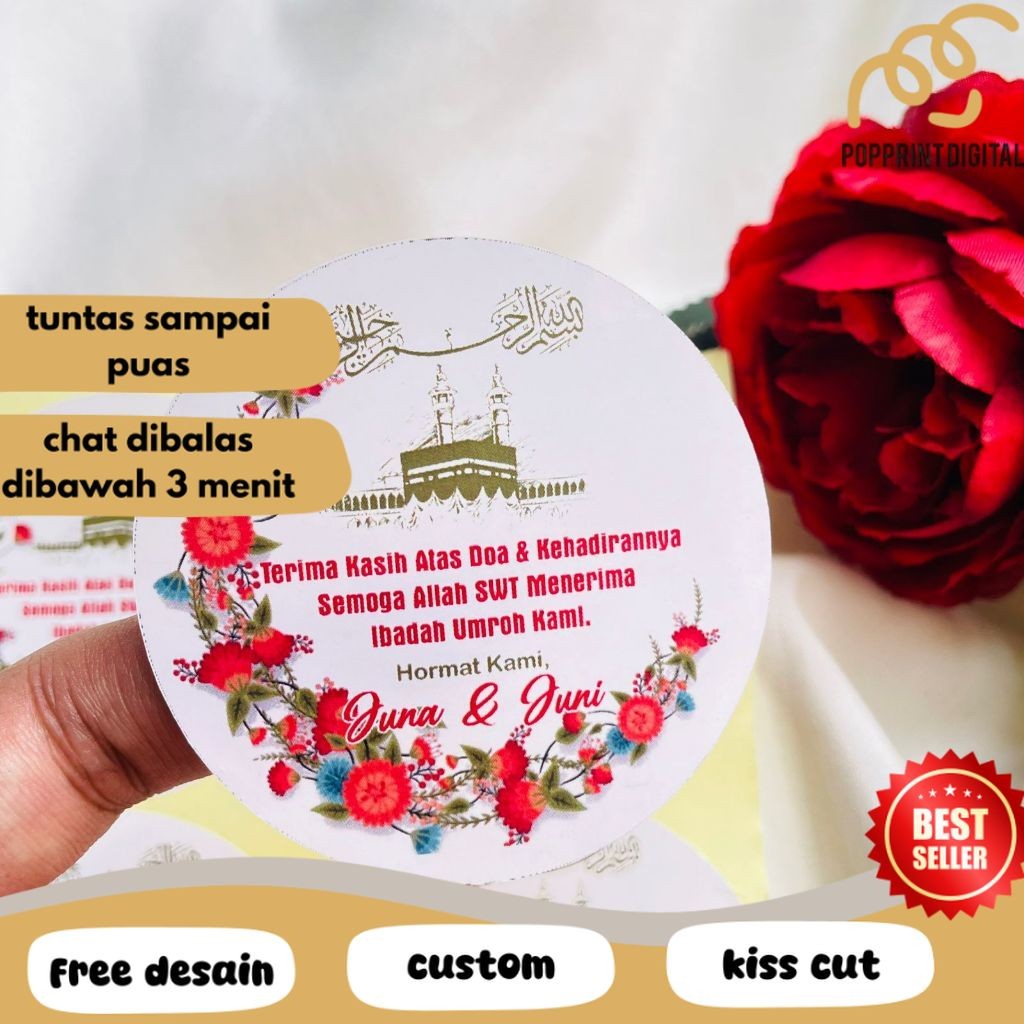 

PpD 9-15 Print Cetak Sticker Hampers Snack Oleh Oleh Naik Haji Label Tasyakuran Umroh Bulat