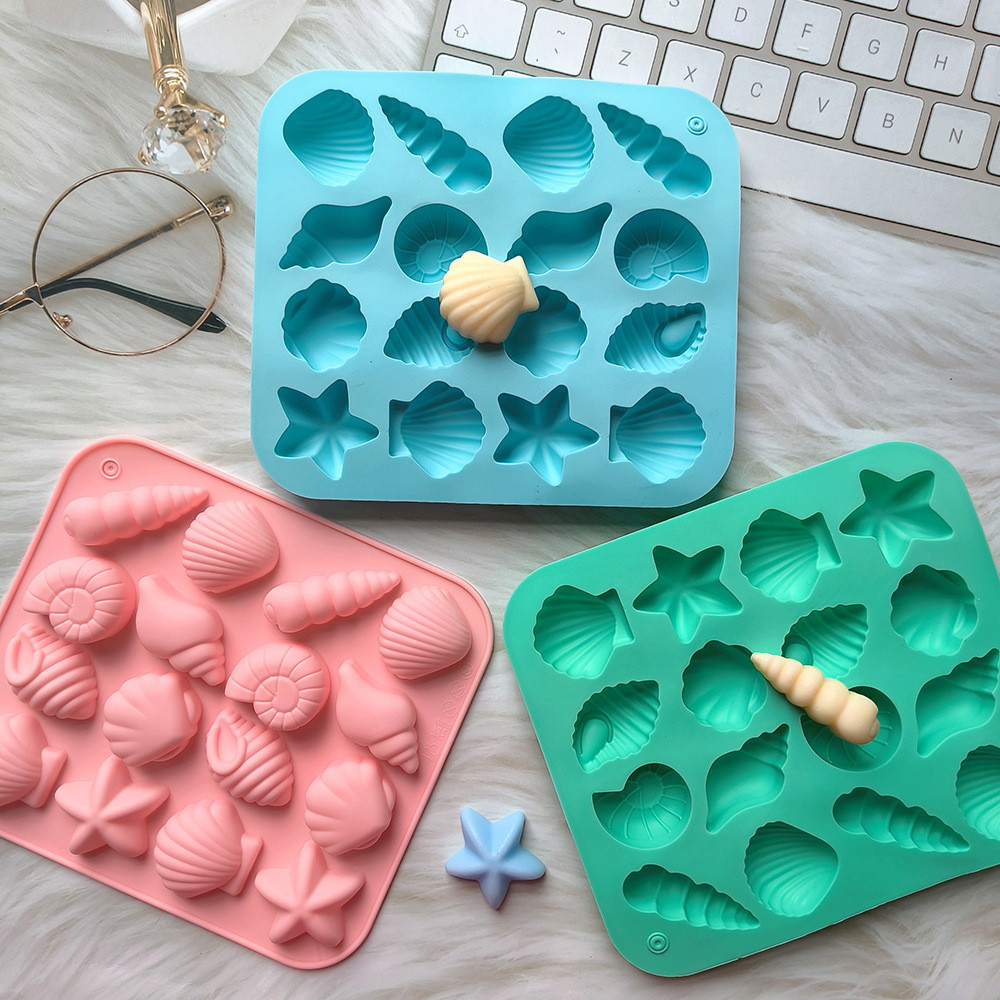 

Chocolate Silicone Mold 3D Shell Marine Animal Shape - 16 Cavity Candy Cake Decor Mold for Pudding Jelly DIY Baking Supplies