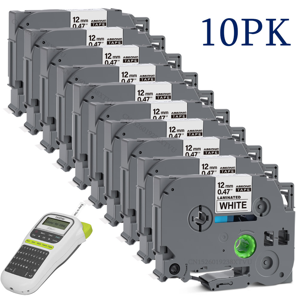 

10PK TZe231 12mm TZe Tape Compatible for Brother Laminated Label TZ231 Black on White Cassette for Brother P-touch Label Printer