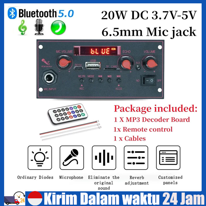 Stok Tersedia - Modul MP3 Decoder Bluetooth Karaoke Amplifier 2x 10W Multimedia Trolley Speaker JQ-D