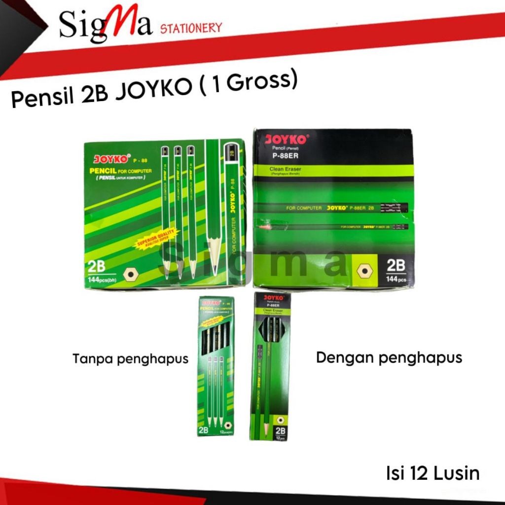 

Joyko Pencil 2B / Pensil 2B Joyko / Pensil P-88 / Pensil P-88ER Joyko [ 1 Pak = 12 Lusin]