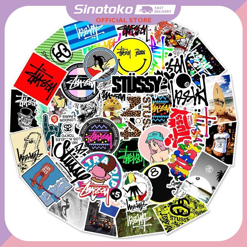 

Sticker Pack STUSSY,50 Stiker Aesthetic Dekoratif, untuk Laptop/Koper/Helm/Motor,Keren