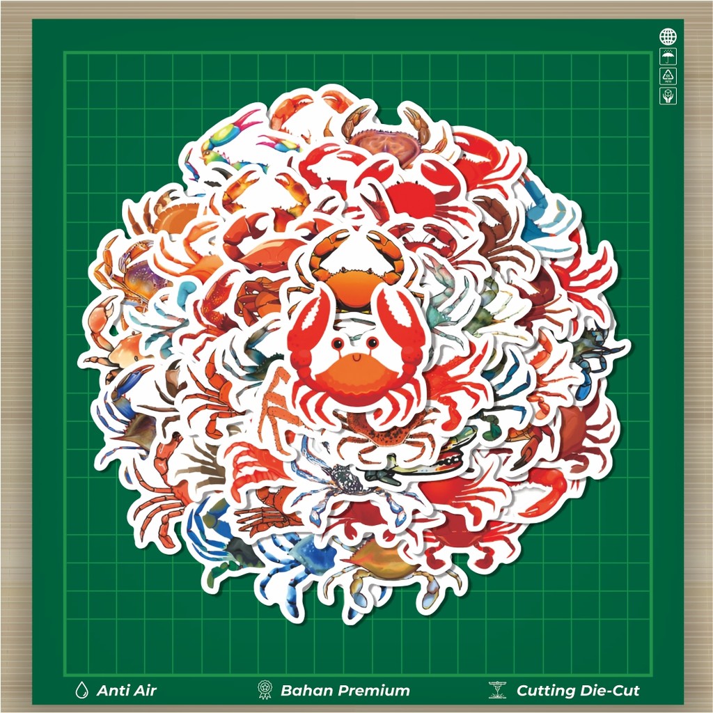 

HOT 50 PCS STIKER Stiker Crab Series [Kepiting] Stiker Fashion Cars Decal Dingin Kartu Album Custom Vinyl Anti Air- Sticker Aesthetic Buku Journal Koper Casing HP Tablet Laptop Helm Motor Botol Minum