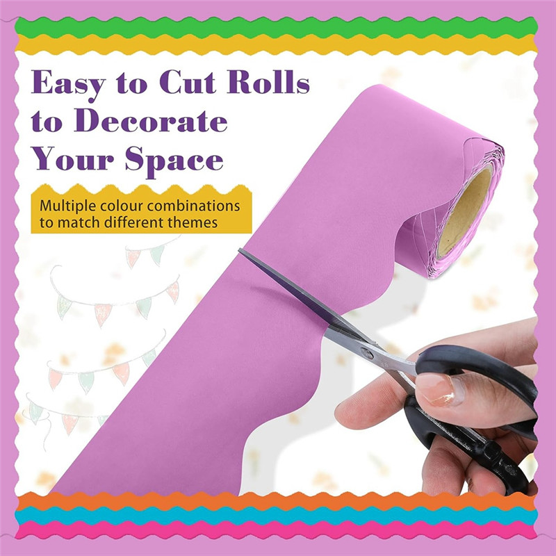 

6 Rolls 198 Ft Bulletin Board Borders For Classroom, Paper Roll Scalloped Borders,For Classroom Decor, Home Decor, Party Durable