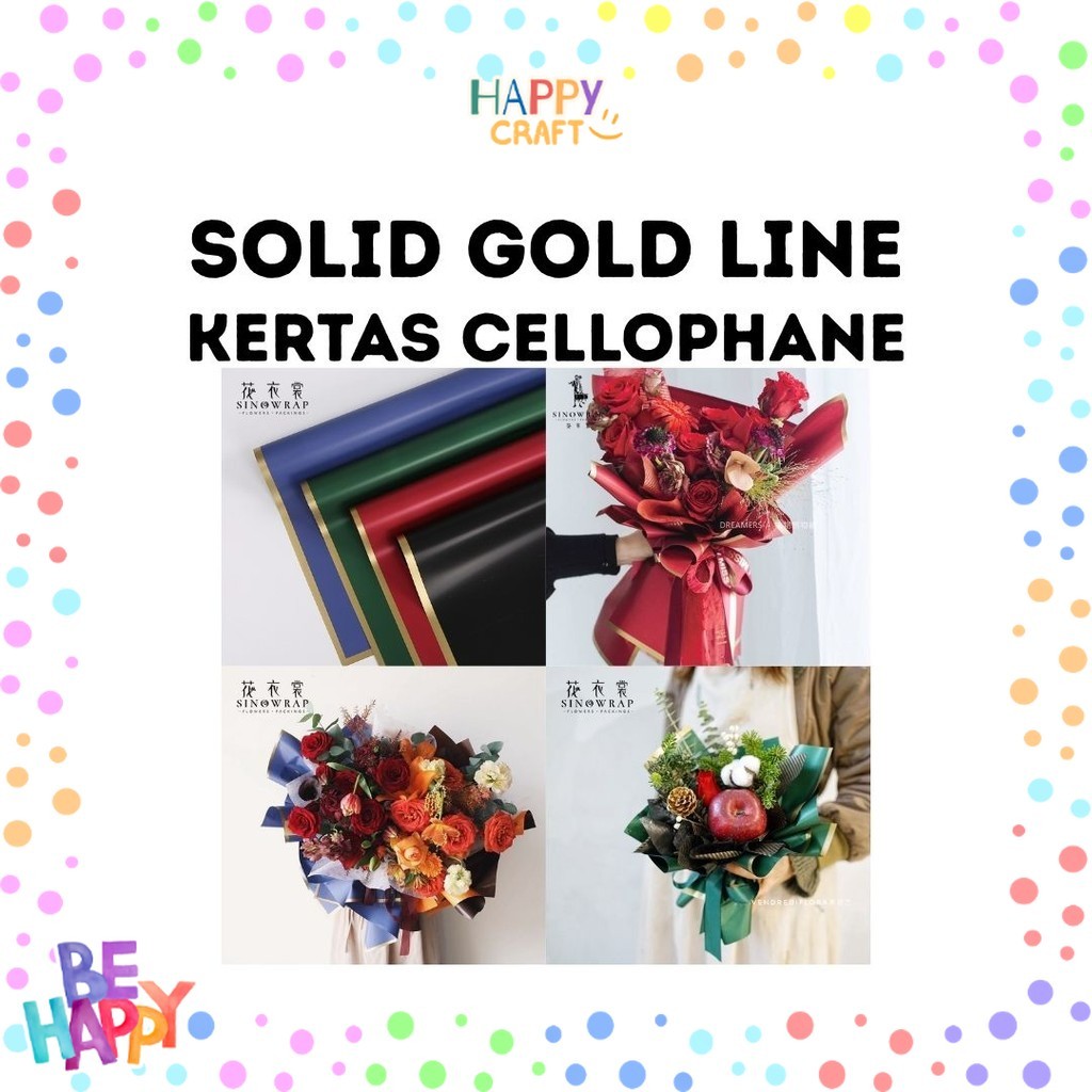 

(20 LEMBAR) Kertas Cellophane Buket Bunga - SOLID GOLD Line - Flower Wrapping Paper