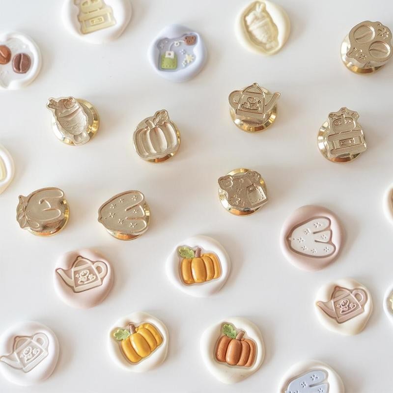 

New Mini Pumpkin Wax Seal Stamp Embossed Sealing Wax Stamp Brass Head Diy Fire Paint Seal For Scrapbooking Envelope Invitation