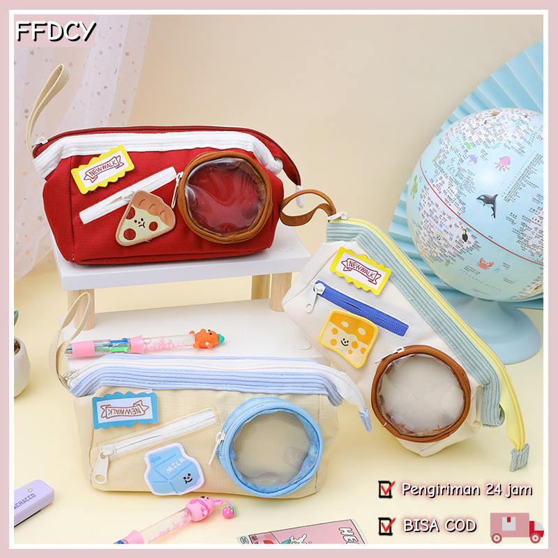 

Tempat Pensil Pizza Susu Kartun Aesthetic Korea/Tas Pena Tempat Kanvas Lucu/Kotak Pensil Sekolah Kapasitas Besar