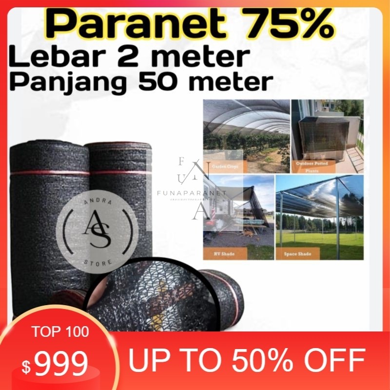 Paranet 75% Lebar 2 meter panjang 50 meter