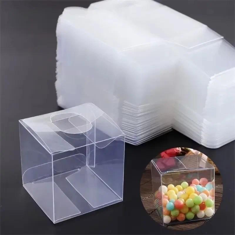 

10pcs Square Transparent PVC Folding Buckle Cover Plastic Box Chocolate/toy/jewelry/candy/wedding Gift/birthday Gift Display Box