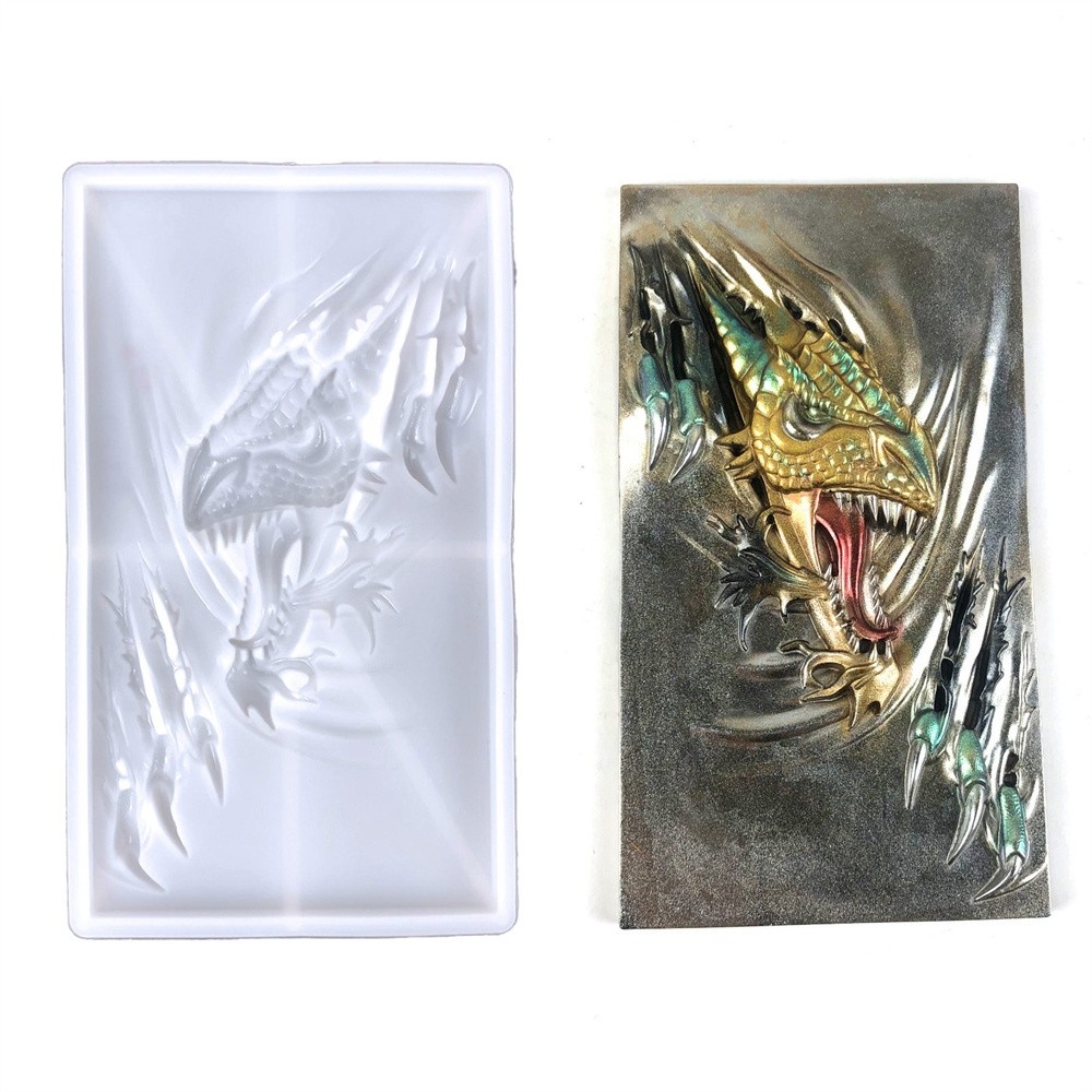 

3D Dragon Large Epoxy Resin Silicone Molds For DIY Wall Hanging Crafts Door Craft Art Decoration Casting Mould Making Material