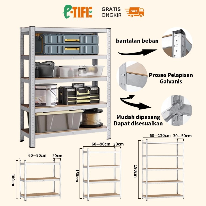 

E-TIFE Rak Besi Serbaguna Rak Susun Serbaguna Rak Besi Siku Lubang Rak Gudang Rak Barang