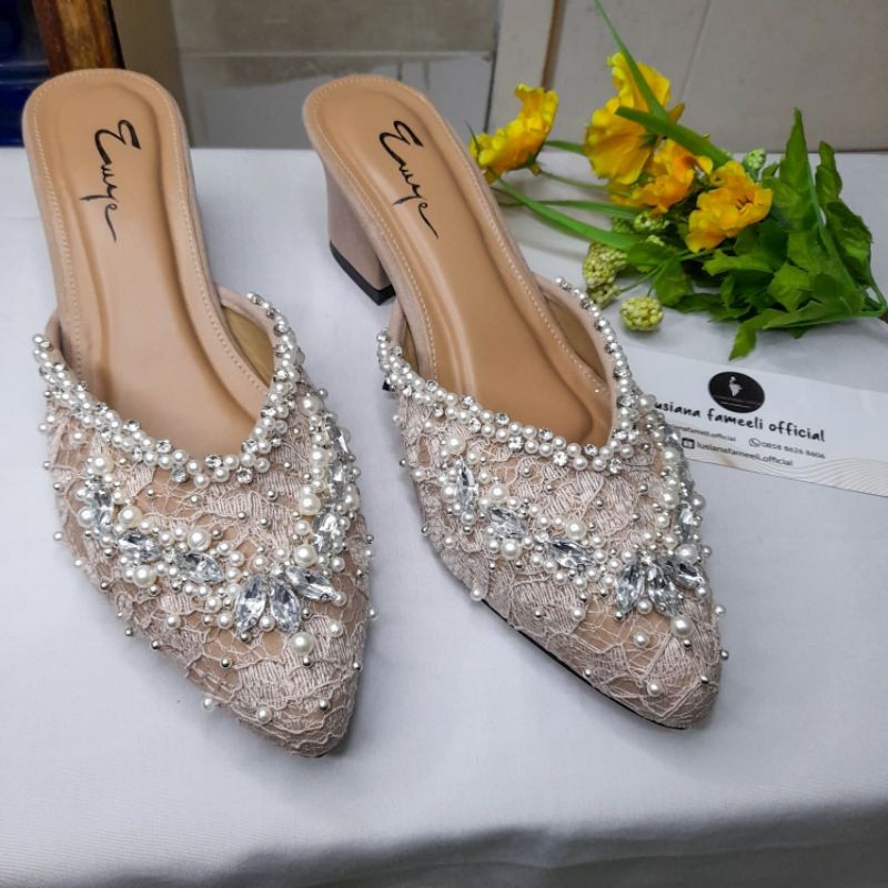 YOUNGRU | sepatu sendal wedding luxury shoes payet sepatu pengantin sepatu payet wedding lamaran wis