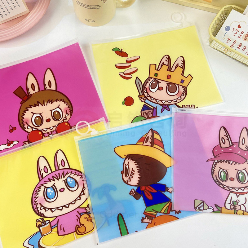 

Tas Ritsleting Kartun Kreatif Tas Plastik Frosted Self Sealing Tas Penyimpanan Aksesori Lucu