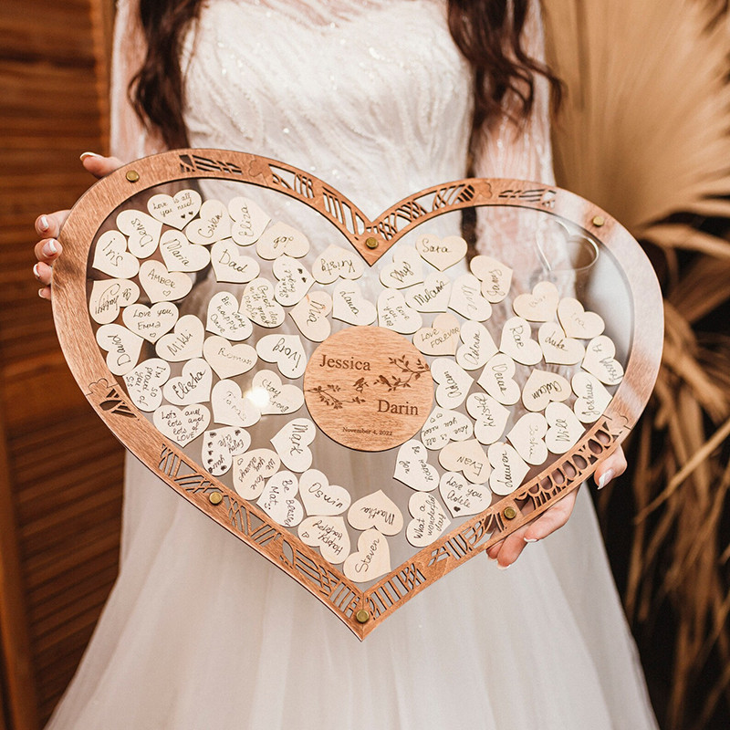 Heart Shaped Drop Box Guest Book with Hearts, Wedding Guest Book Alternative, Custom Acrylic Wedding