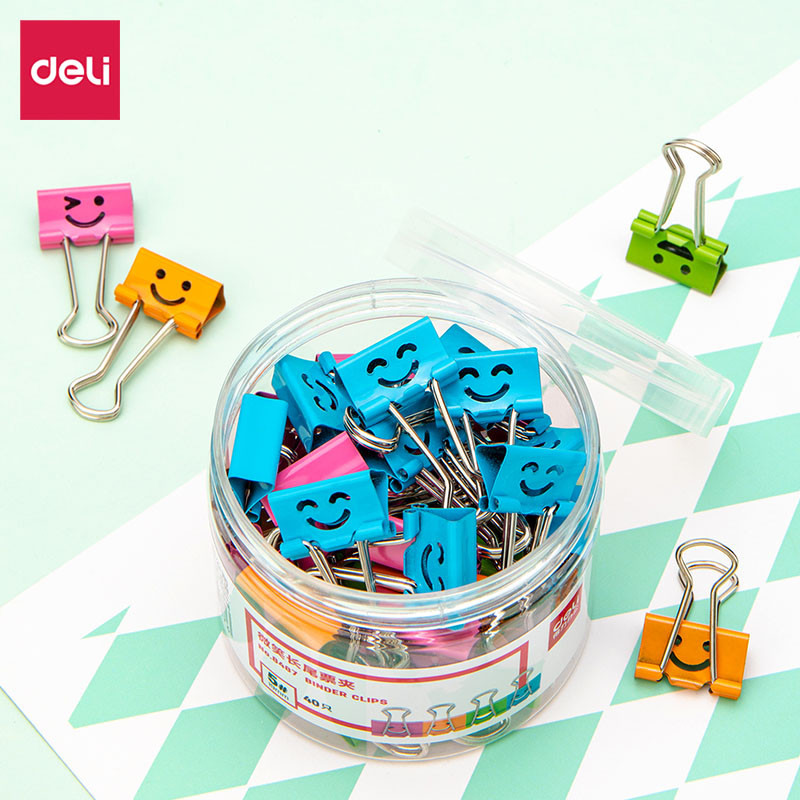 

Deli Metal Binder Clips Tube Packing Color Paper Clips Pink Bule Green Yellow Document File Binder Office Supplies 8487