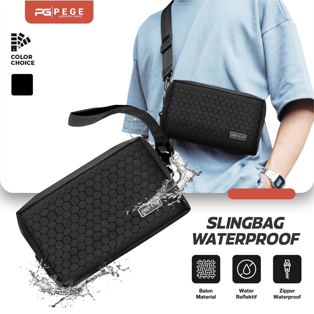 Tas Tangan Pria Wanita Sling Bag 3in1 Waterproof PEGE Carrol Tas Selempang Clutchbag Original  - PG 