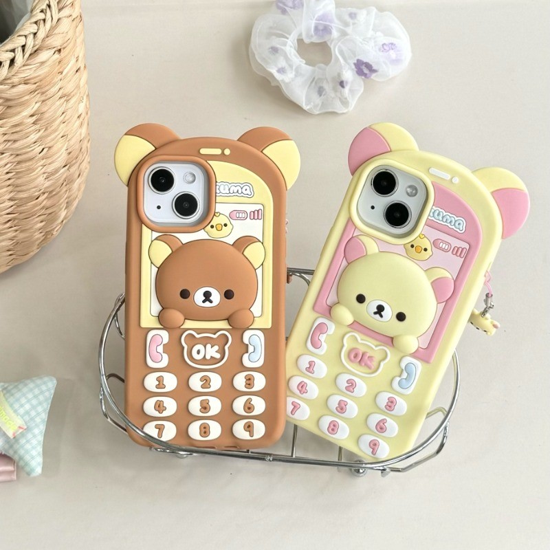 

Phone Rilakkuma Apple 16promax Silicone Mobile Phone Case IPhone 15Pro Girl Cartoon Anti-fall Mobile Phone Case Protective Case
