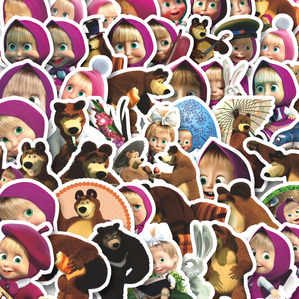 

Stiker Cutting Pack Stiker Kartun Series Masha And The Bear V2 Isi 100Pcs Series Aesthetic Lucu Keren Untuk Koper Bahan Vynil