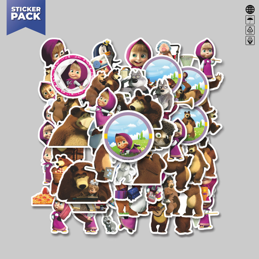 

[100PCS]Stiker Pack Stiker Kartun Series Masha And The Bear V1 Aesthetic Vinyl Anti Air Dekorasi Sticker Laptop Buku Journal Koper Helm Casing HP Gitar Helm Skateboard