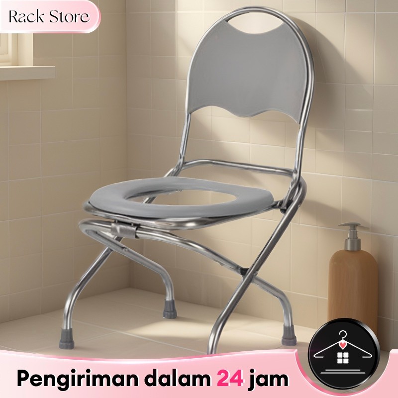 Kursi Toilet Duduk WC Kursi toilet Stainless steel wanita hamil yang dapat dilipat Portable