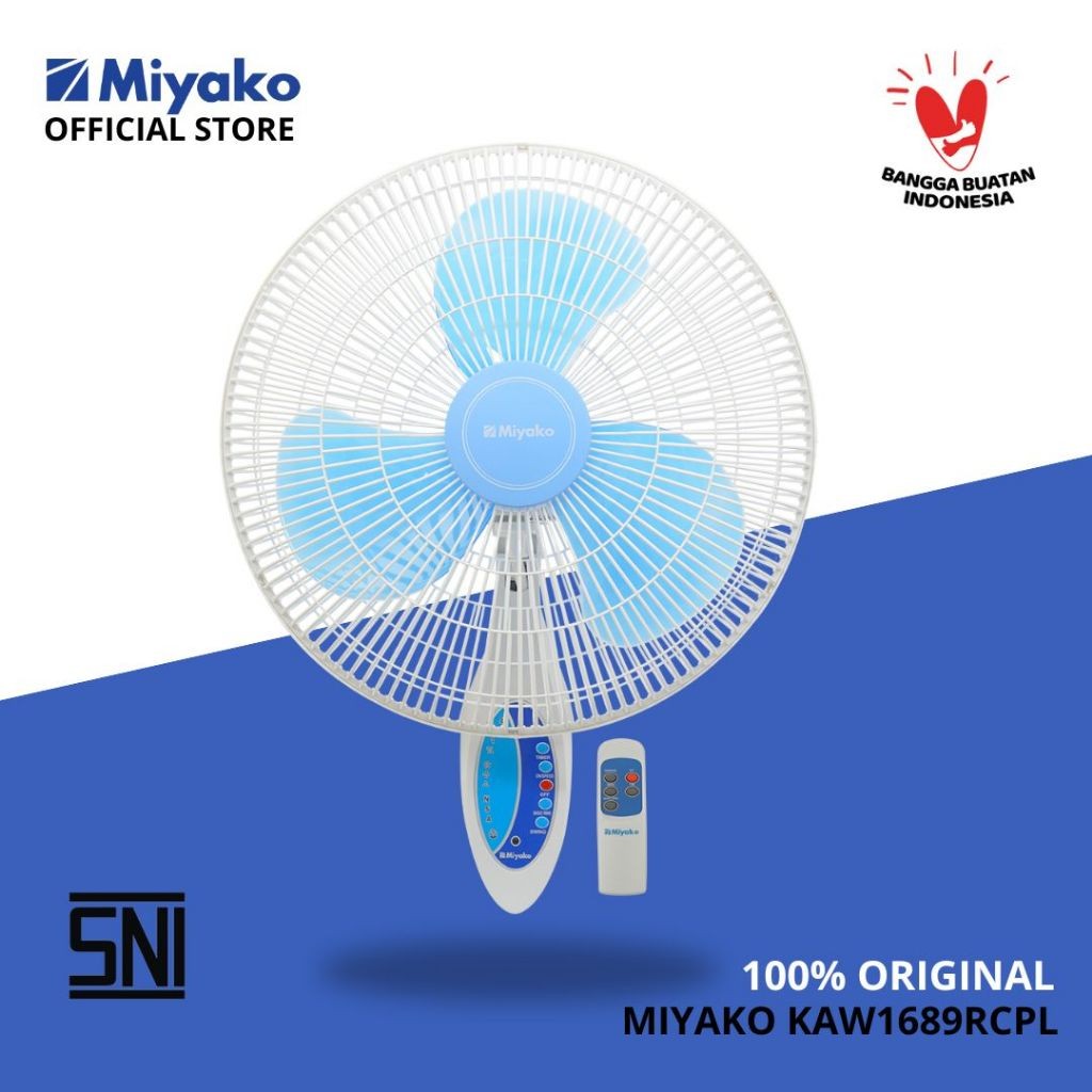 Kipas Angin Miyako KAW1689RCPL Plastik - Kipas dinding - Wall Fan 16in Remote- BISA COD