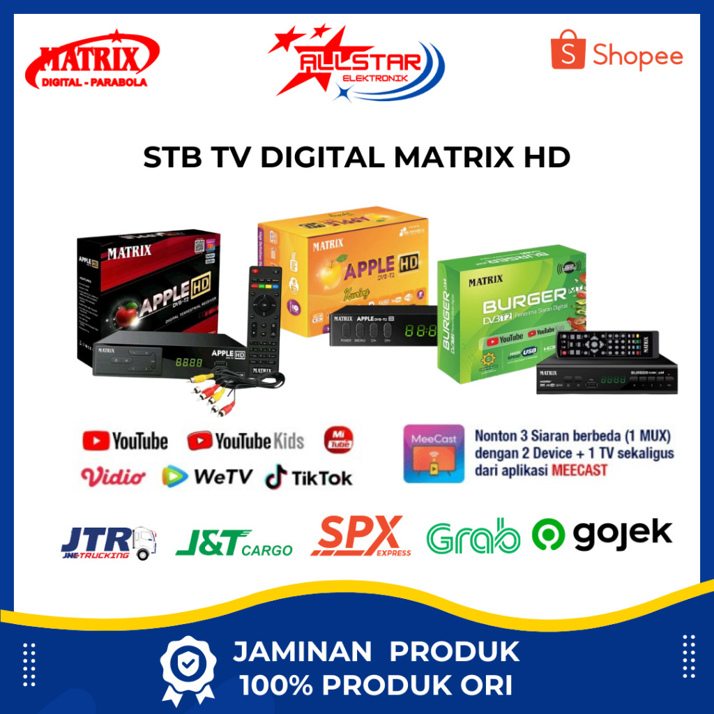 STB RECEIVER TV SET TOP BOX STB MATRIX STB Matrix Apple Merah HD TV Digital