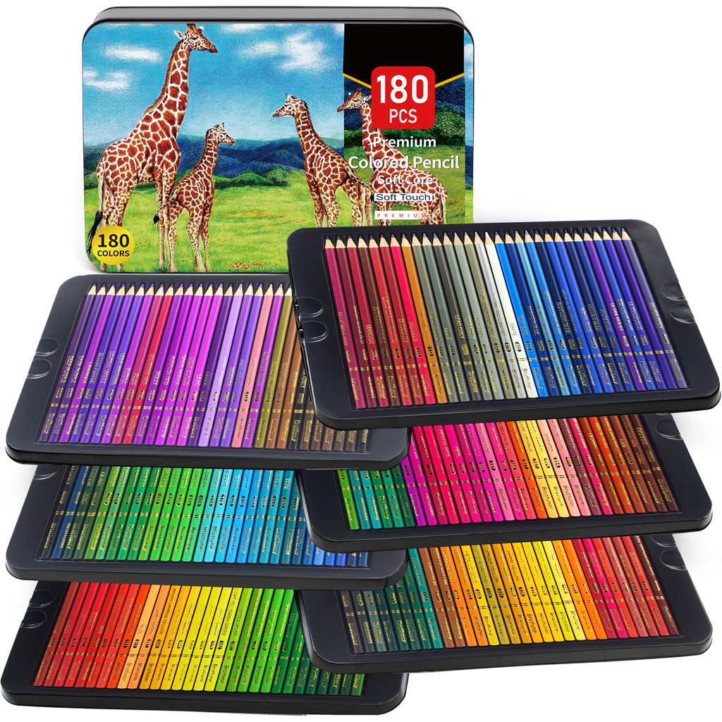 

180 Colored Pencil Set for Artists - Rich Pigment Soft Core, Ideal for Coloring Drawing Sketching Shading Blending - Vibrant Col