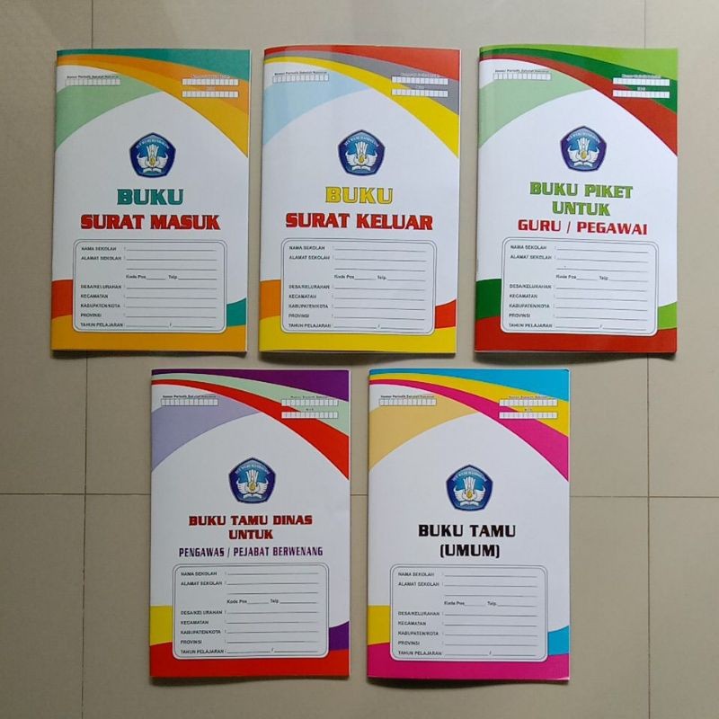 

Buku Surat Masuk, Surat Keluar, Piket, Tamu Dinas, Tamu Umum (1 set isi 5 Buku Versi Soft Cover)