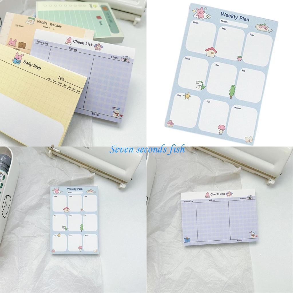 

L74B 100 Sheets Self-Adhesive Sticky Notes 6 Animal Memo Pad Rabbits Daily Plan Bear Sticky Notes Memo Post Stickies