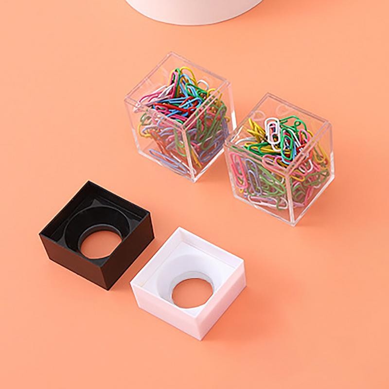 

1Pc Office Fridge Square Macaron Color Magnetic Paper Clip Storage Bucket Clips Holder for Desk Paperclip Container Dispenser ﻿