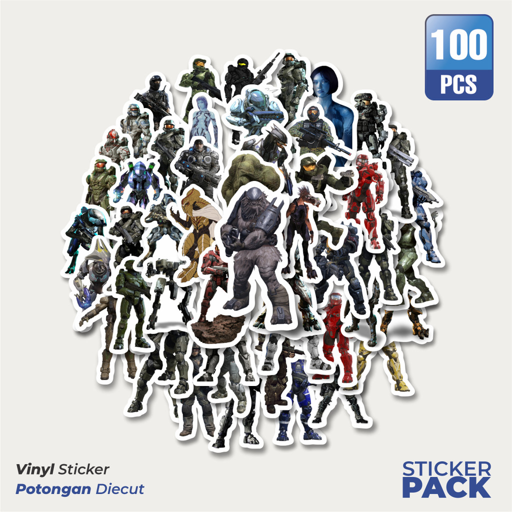 

MURAH 100 PCS Stiker Game Series Halo Karakter Mix 3 Waterproof Aesthetic- Untuk Laptop, Motor, dan Helm - Paper Stationery Pack