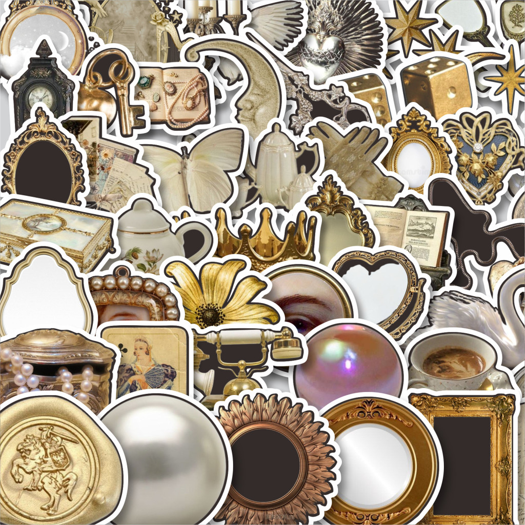 

Stiker Cutting Pack Stiker Golden Royality Colored Retro Aesthetic Mix 1 Isi 100Pcs Series Aesthetic Lucu Keren Untuk Koper Bahan Vynil