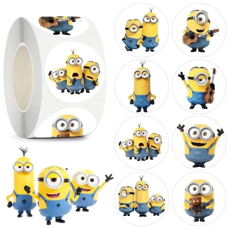

500PCS Minions Cartoon Reward Sticker Roll DIY Decor Notebook Pad Fridge Gift Stickers Seal Labels Envelope Sealing Scrapbooking