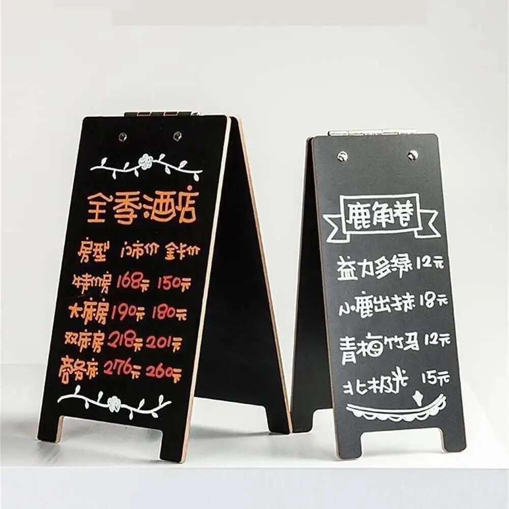 

1pcs Wooden Price Display Menu Splint Stand Desk Bulletin Board Handwritten Chalkboard Table Blackboard